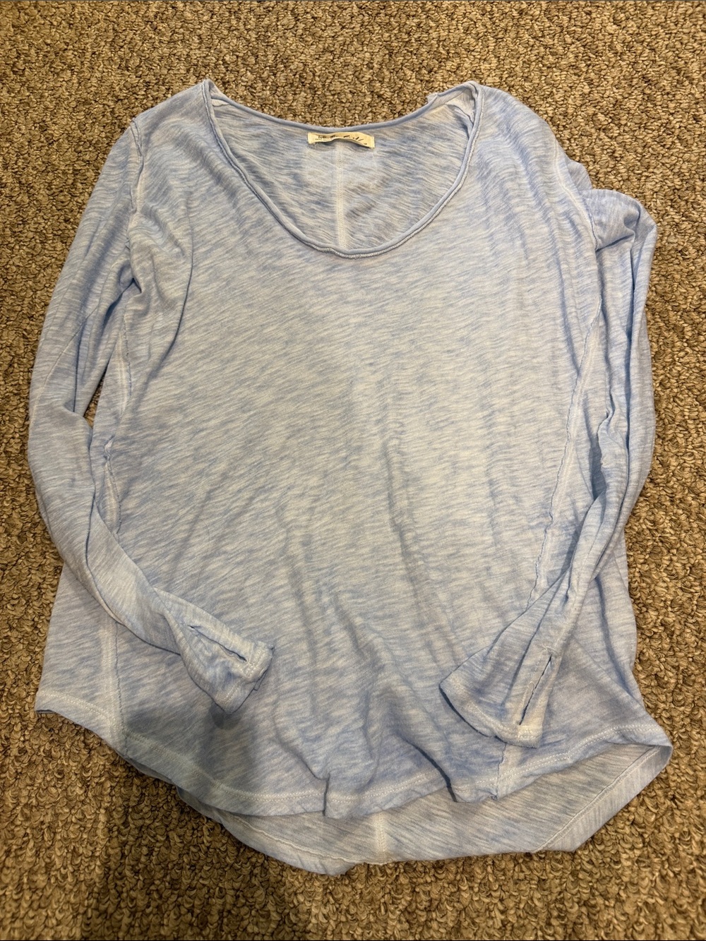 Free People Pale Blue Scoop Neck Long-Sleeve Top